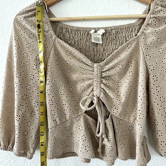 Urban Romantics Eyelet Cropped Top - Small - Cottagecore Y2K Milkmaid Coquette - Picture 7 of 7